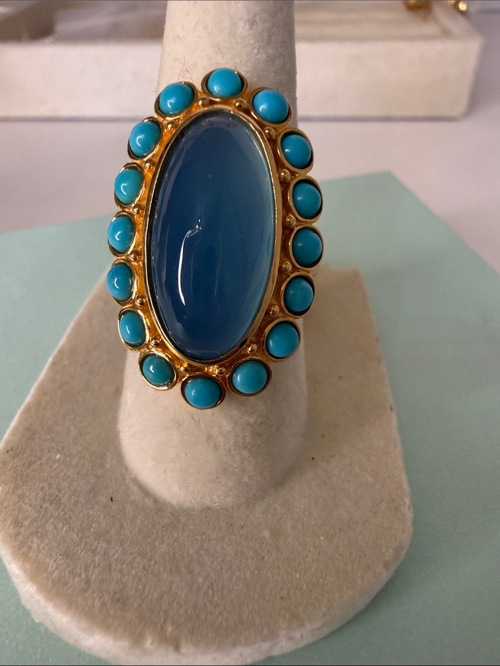Sterling Silver Blue Chalcedony Turquoise Ring